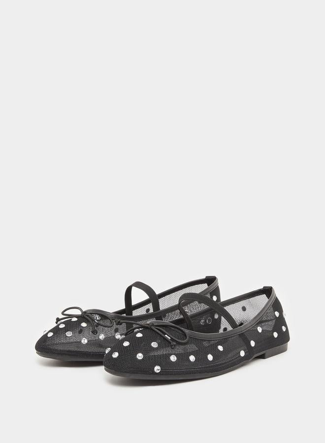 Styli Black Polka Dot Embellished Ballerina - Image 2